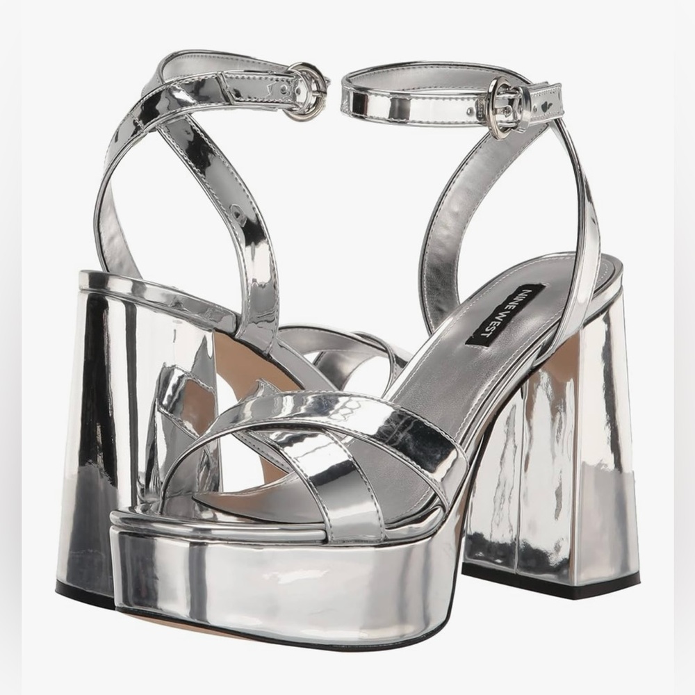 Nine West Sandals Prom Shoes NWOT Sz 6 Silver Platform